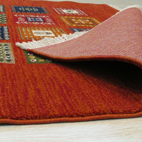 Rust Bohemian Gabbeh Rug - Picture 3 of 4